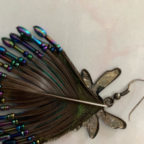 Peacock feather fairy earrings - Picture 6 of 7